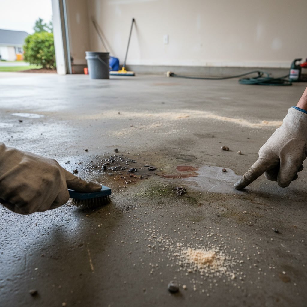 properly prepared concrete floor ready for epoxy coating application